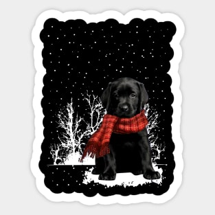 Christmas Labrador With Scarf In Winter Forest Sticker